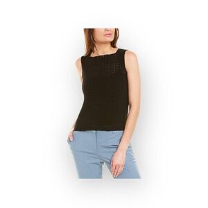 Theory ᯾ Crochet Sleeveless Knit Layer Sweater Shell ᯾ Black Semi Sheer ᯾ Medium